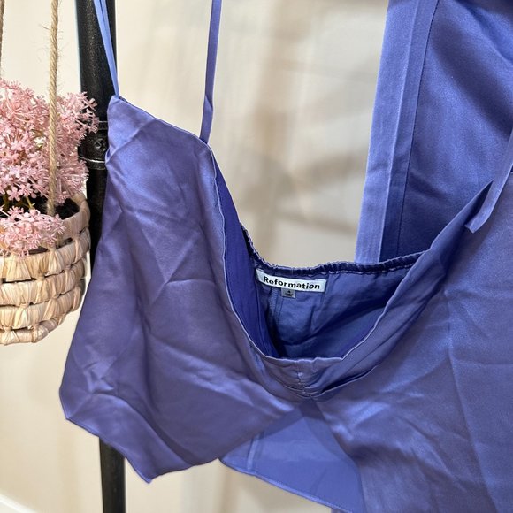 Reformation Beba Silk Two Piece in Jacaranda - Picture 3 of 7